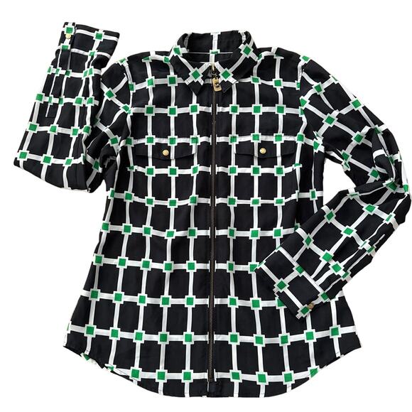 Michael Kors button down blouse navy green animal print bundle of two size small - Picture 2 of 12